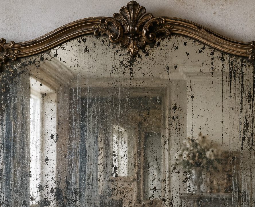 Antique mirror requiring professional re-silvering and restoration