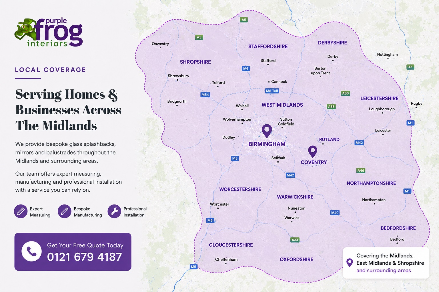 Purple Frog Interiors coverage map