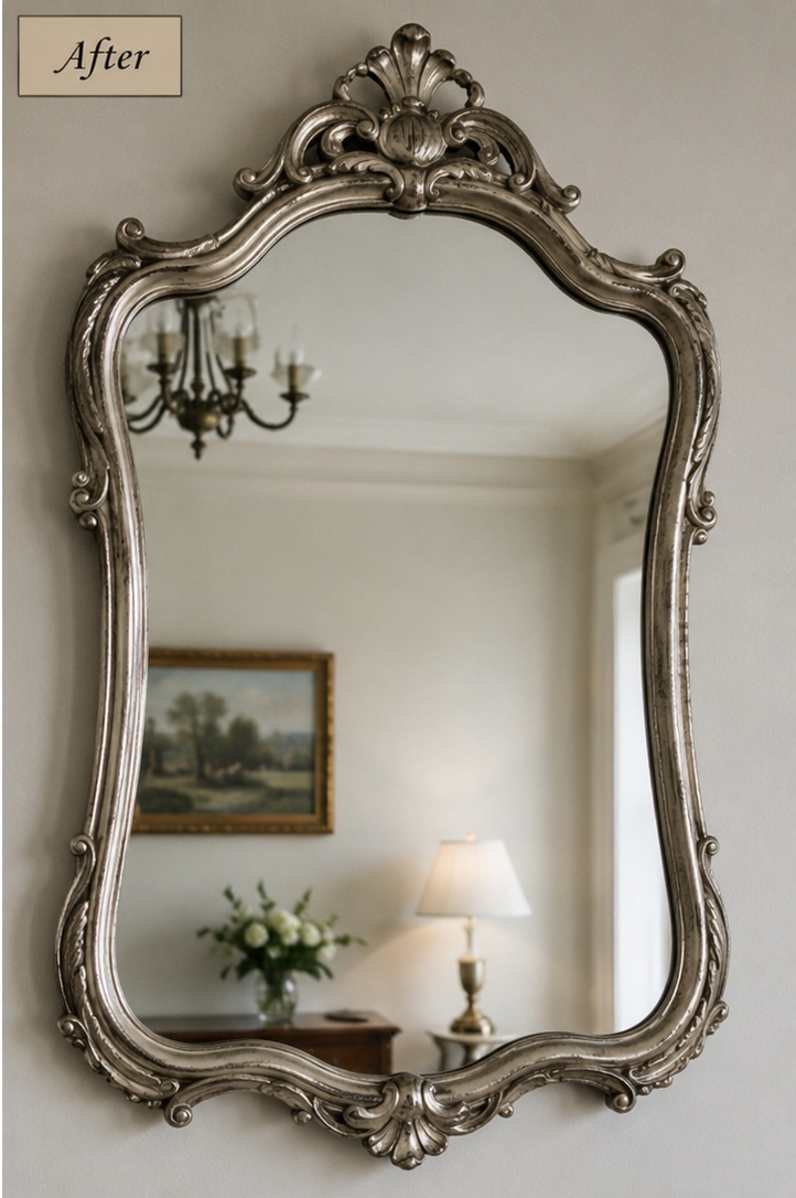Antique mirror after professional re-silvering