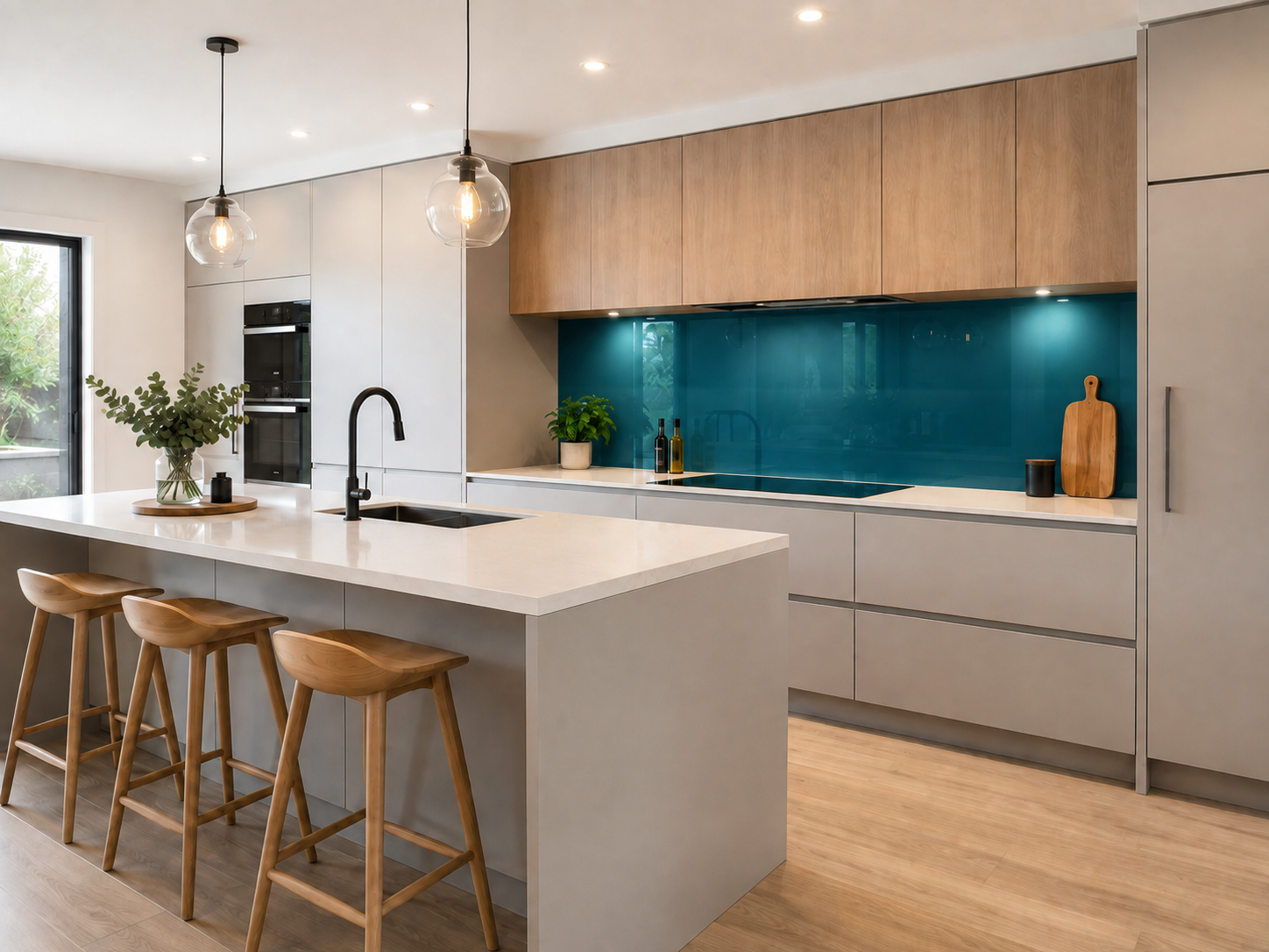 Made to measure coloured glass kitchen splashback